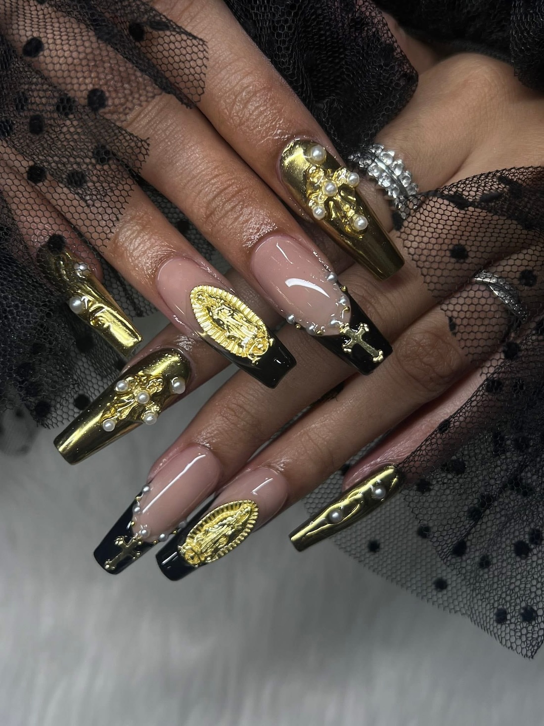 Golden luxury nail design by Ms. Jenn