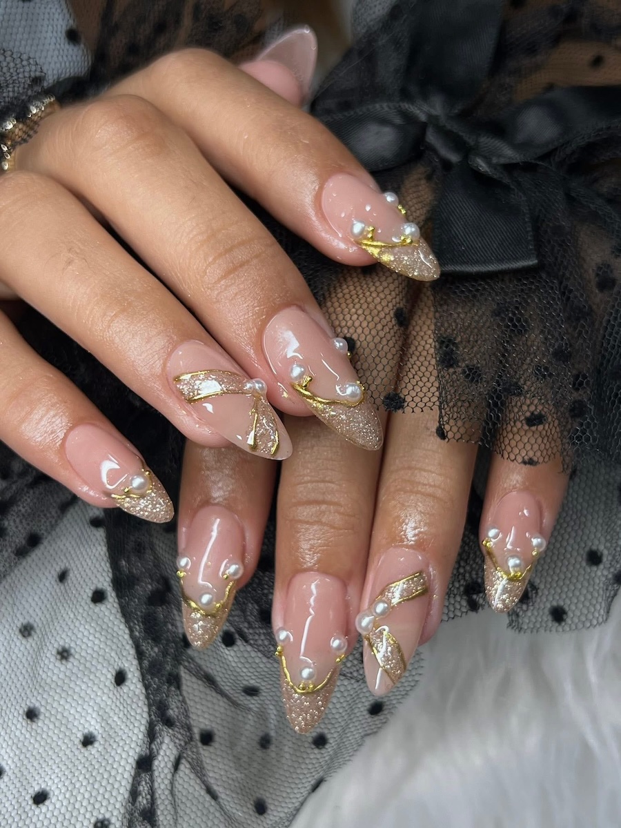 Ribbon nail art by Ms. Jenn