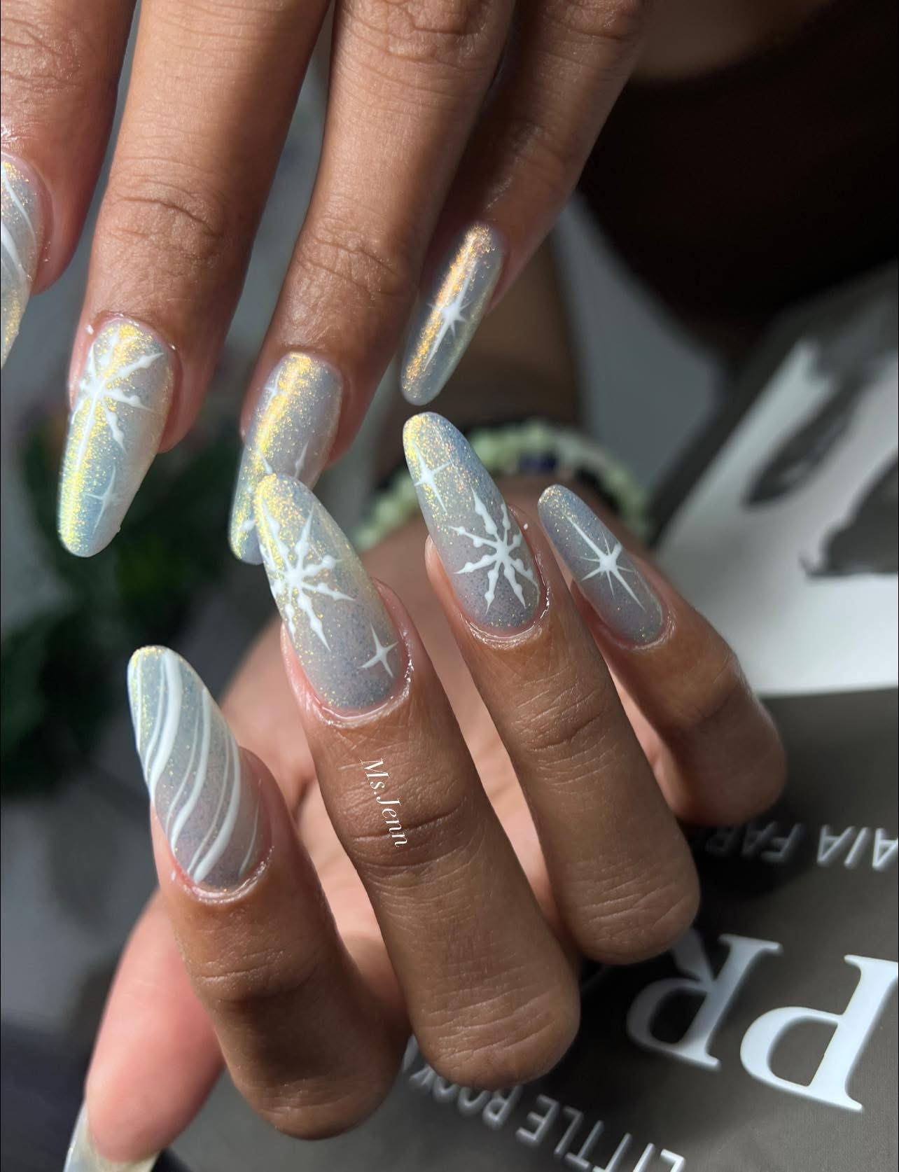 Frozen-inspired nail art by Ms. Jenn
