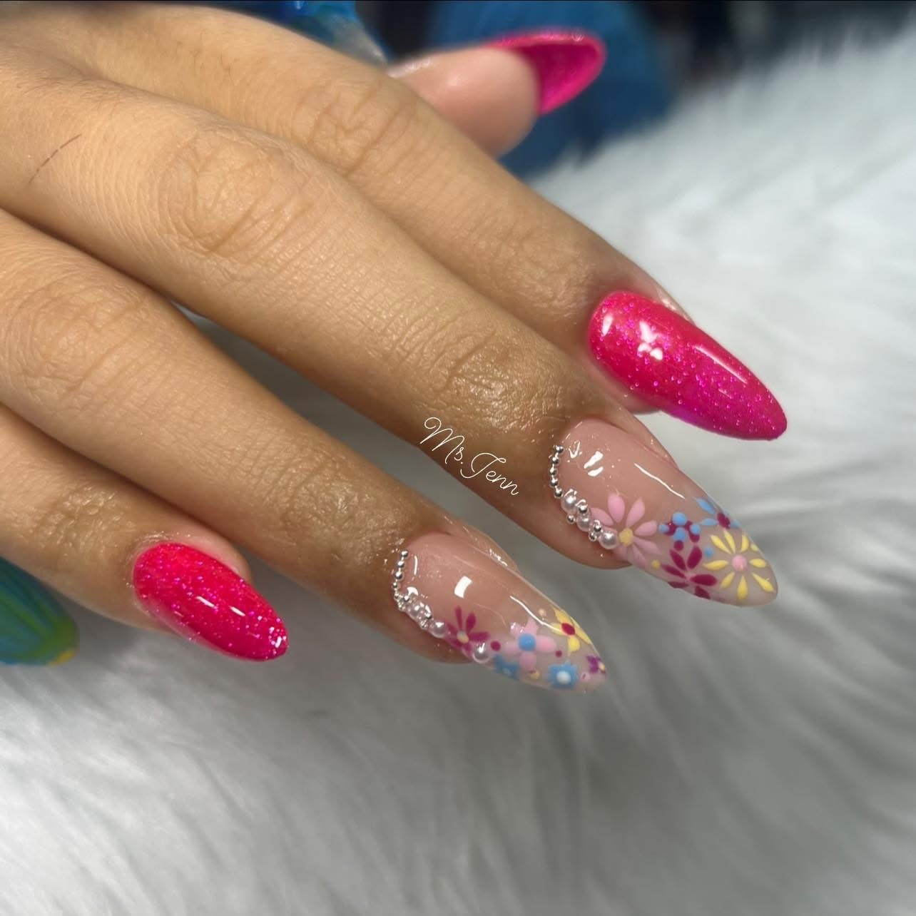 Floral nail design by Ms. Jenn