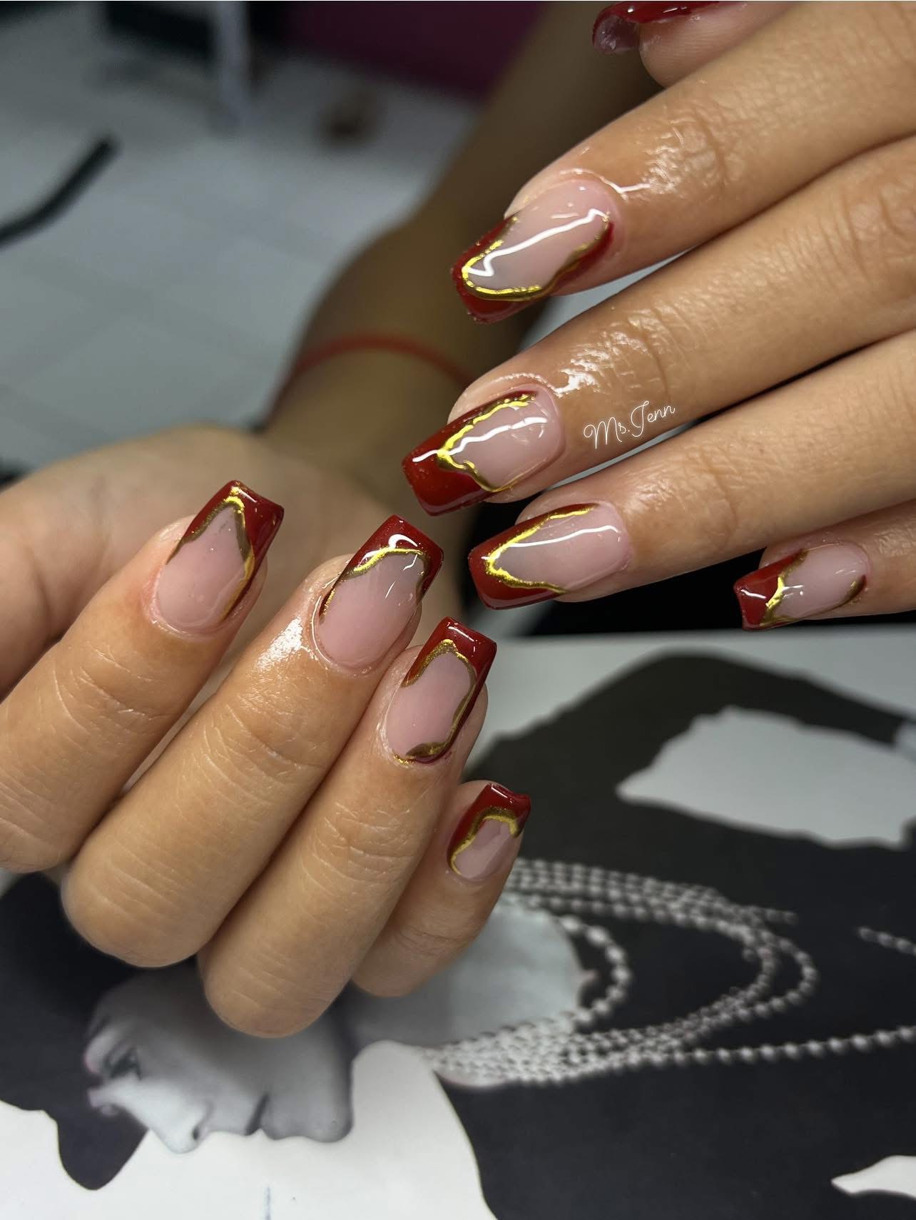 Rose gold nail set by Ms. Jenn